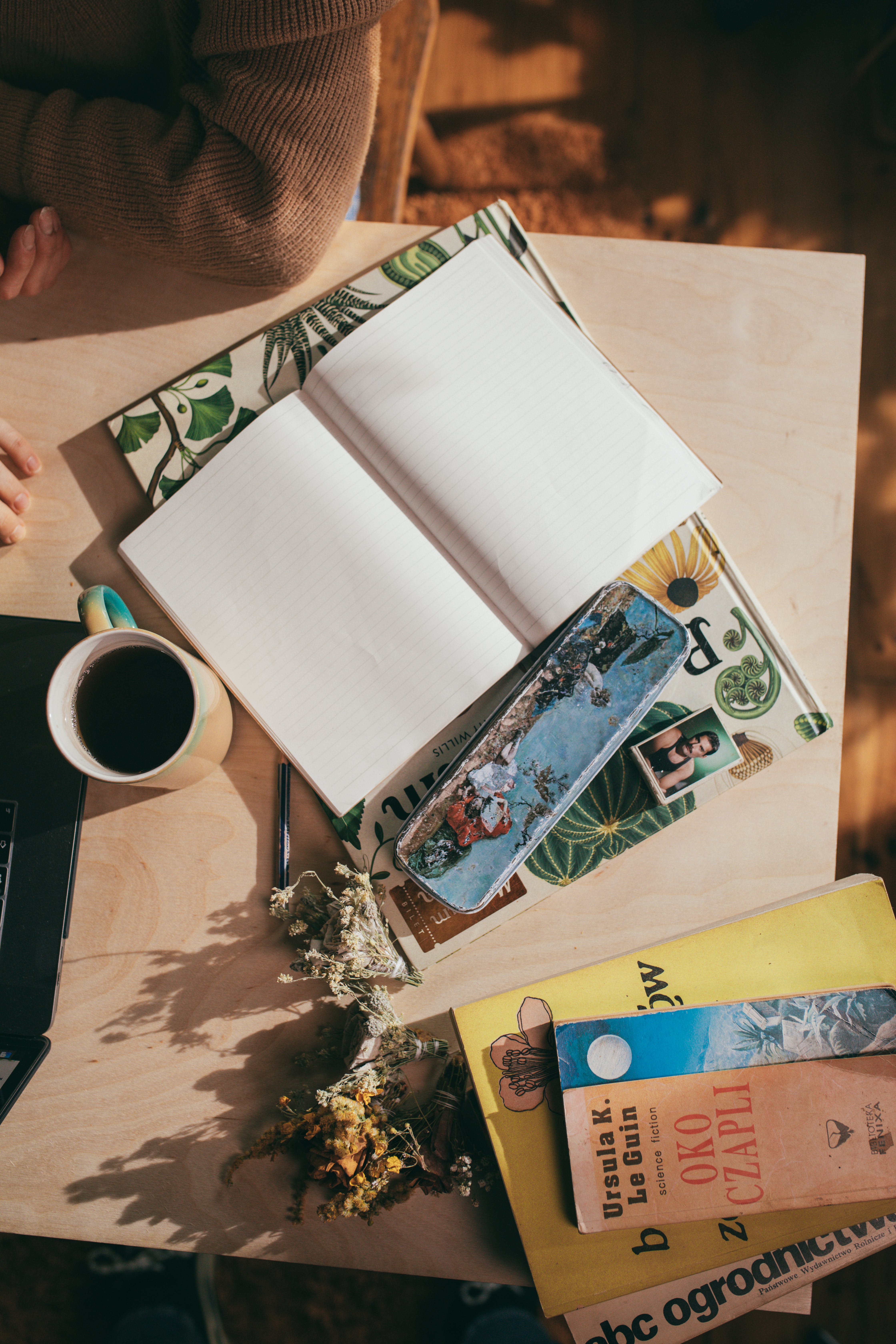 notebook and coffee